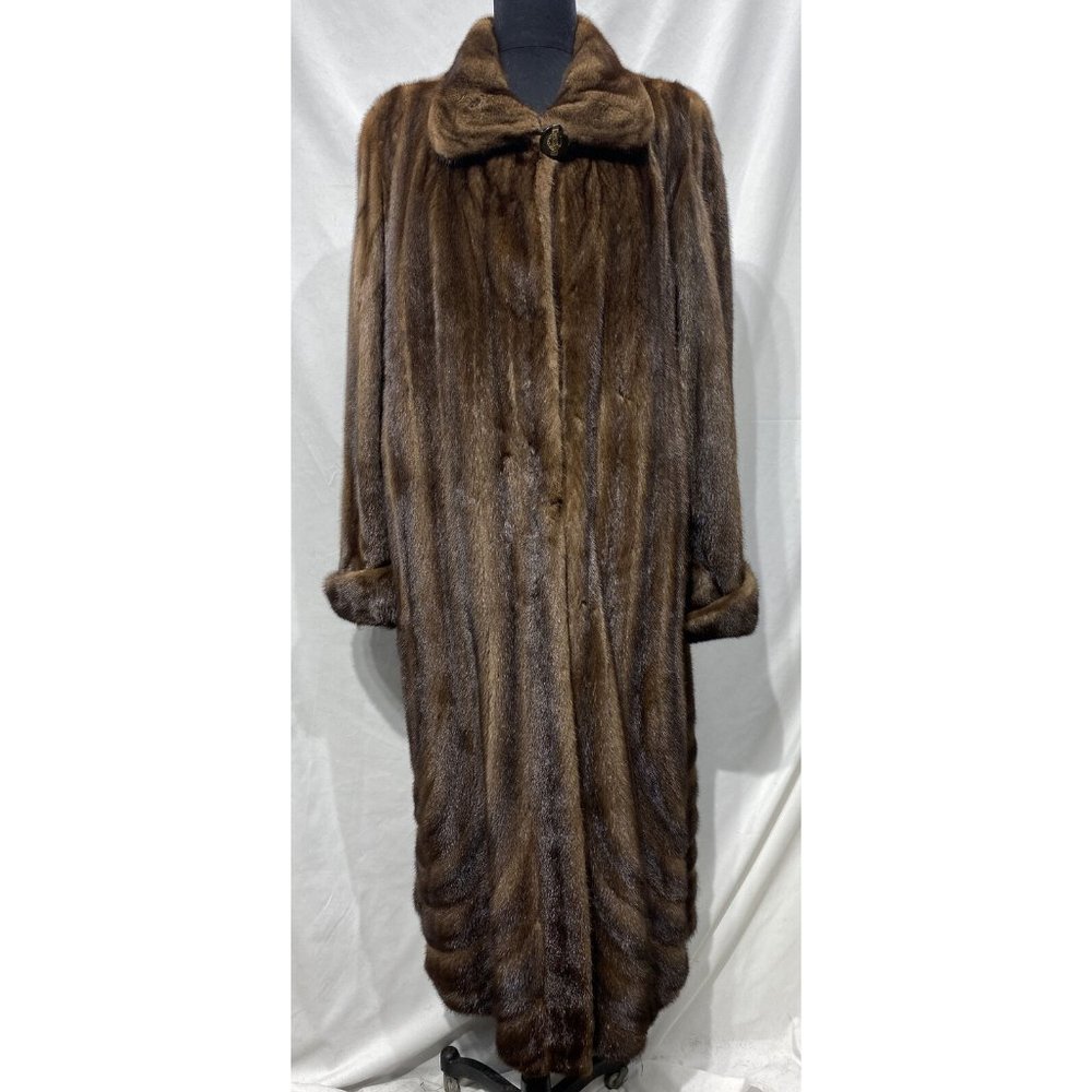 demi-Buff mink coat natural aline female turnup cuffs directional (61202)
